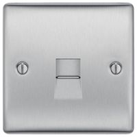 NBSBTM1-01 - Telephone Socket, 1 Gang, Main, Brushed Steel