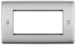 NBSEMR4-01 - Module Front Plate, 2 Gang, 4 Way, Brushed Steel