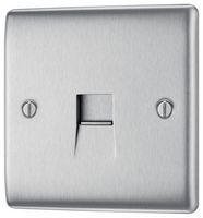 NBSRJ111-01 - Telephone Socket, RJ11, 1 Gang, Brushed Steel