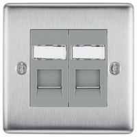 NBSRJ452-01 - Data Socket, RJ45, 2 Gang, Brushed Steel
