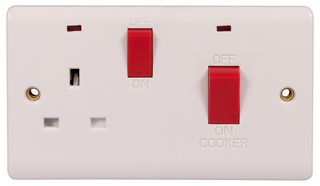 PELB2436 - Cooker Switch & Switched Socket, 1 Gang, Double Pole, 45A