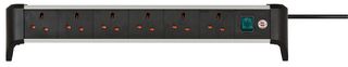 1391043600 - Alu-Office-Line 6 Gang Mains Extension, 250V AC, 13A, 3m