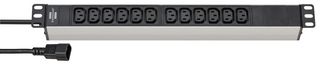 1390007112 - Alu-Line 12 Gang Mains Extension for 19" Cabinets, 230V AC, 10A, IEC C13, 2m