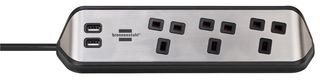 1153593410 - Estilo 3 Gang Corner Mains Extension with USB, 2x USB A, 250V AC, 13A, 2m