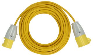 1166463 - Mains Extension Cable, 110V AC, 16A, 14m, Yellow, IP44