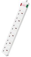 SPL6G2M - 6 Gang Surge Protected Mains Extension Lead, 2m, White