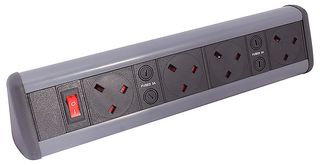 P-PACK DESK 4S - P-Pack Desktop Power Unit, 4 Gang, Black