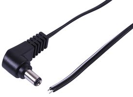 PELB2078 - DC Power Extension Lead, 2.1x5.5mm Right Angled Plug to Bare Ends, 3m