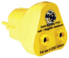 070-0021 - ESD Earth Triple Bonding Plug, 2x Banana Sockets & 1x Stud (Euro)