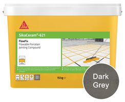 SKCM621TUBDKGY15 - SikaCeram-621 FlowFix Patio Grout Porcelain Jointing Compound, Dark Grey 15kg