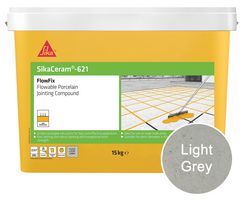 SKCM621TUBLTGY15 - SikaCeram-621 FlowFix Patio Grout Porcelain Jointing Compound, Light Grey 15kg