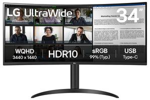 34WR55QK-B.AEK - 34" 21:9 UltraWide WQHD Curved VA Monitor, 2x HDMI USB-C