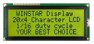 WH2004L-YYH-JT - LCD Display Module, 20x4, Yellow / Green, STN, Positive, Transflective