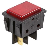 B71121G000000 - 240V AC Red Neon Indicator Light, 6.3mm Faston Connectors