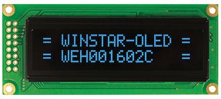 WEH001602CBPP5N00100 - OLED Display Module, 16 x 2 Character, Blue, 6800, 5V