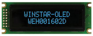 WEH001602DBPP5N00100 - OLED Display Character Module, 16 x 2, Blue On Black