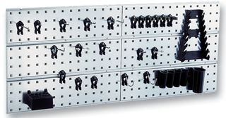 109642 - Wall Mounted Tool Holder Wall Panels, x2 with 28 Clips