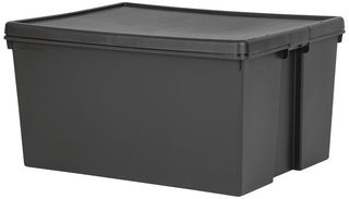 445220 - 150L Bam Box Heavy Duty Recycled Storage Box with Lid, Black - 420mm x 600mm x 800mm