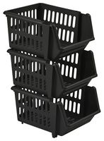 H15516 - Stacking Storage Baskets Set, Black - 3 Pack