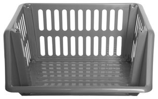 H15702 - 35cm Stacking Storage Basket, Silver