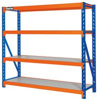 CS4700BO - 4 Shelf 800kg Industrial Heavy Duty Boltless Shelving Unit, Blue & Orange