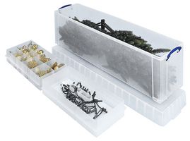 77L+2TRAYS - 77L Multi-Use Christmas Tree & Decorations Clear Storage Box with Lid, Bauble & Lights Insert Trays - 355mm x 270mm x 1201mm
