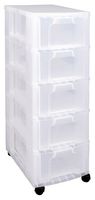 DT1028 - 5x 12L Drawers Clear Shelving Storage Organiser Tower with Castors - 1005mm x 300mm x 420mm