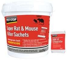 PSSA05 - Super Rat & Mouse Killer Poison Sachets, 6 x 25g
