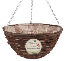 HB14R - 14" Rattan Hanging Flower Basket