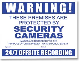 VSCDCC-B - CCTV Warning Sign, A3 Size 400mm x 610mm