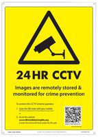 SIG650 - Black on Yellow 24Hr CCTV Warning Sign A3 Size 420mm x 297mm