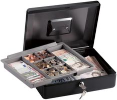 CB-12ML - 5.91L Cash Box Safe with Key Lock, Black