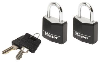 9120EURTBLK - 20mm Covered Aluminium Keyed Alike Padlocks, 2 Pack