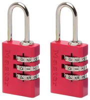 7620EURTCOL - 20mm Aluminium 3 Digit Combination Padlock, 2 Pack (Assorted Colours)