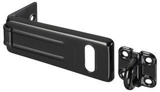 704EURDBLK - 110mm Zinc Plated Steel Outdoor Hasp & Staple, Black