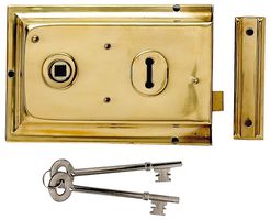 P-334-PB - P334 Rim Sashlock Door Lock, Brass