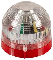 PSB-0068 - Sonos 2J Xenon Beacon - Shallow Base - Red Base - Clear Lens 10-60V