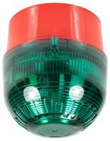PSB-0109 - Sonos 2J Xenon Beacon with Shallow Base - Red Body - Green Lens 10-60V