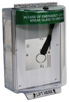 STI-13720EG - Open Mounting Plate Enviro Stopper - With Sounder and Green Emergency Exit Label