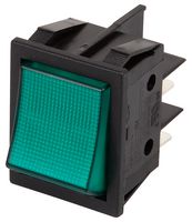 B418C1E000000 - Green Illuminated Rocker Switch, On Off, DPST, 250V AC, 16A