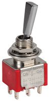 1MD3T6B11M1QE - Panel Mount Flat Toggle Switch, DPDT, On-Off-On, 5A, Silver Contacts