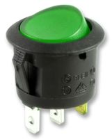 PELR0232 - Panel Mount Rocker Switch, Red, On / Off, SPST, Green, 250V AC, 6A