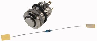 RJS1N1-12L-H-R-B-NP-12V-65Q - Switch, Vandal Resistant, NP, Momentary, 12mm, 12V, Blue LED
