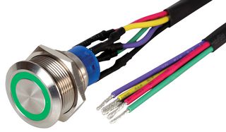 MPB22-A0F10E-612-T1Q - SPST Momentary Push Button Switch, 12V Green LED Illumination