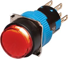 RJS-K16-271-RE-65J - Round Illuminated Pushbutton Switch, Red, SPDT, Momentary, 250V, 3A, 12V LED