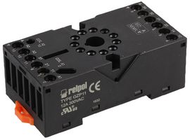GZP11-BLACK - 11 Pin Indrustrial Relay Base, Black