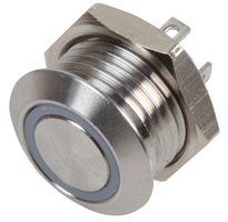 RJS1N1LP-12M-F-R-RGB-BS-12V-67J - Vandal Resistant Momentary Switch with 12V RGB LED, 24V DC, 0.3A, 1NO / SPST, Micro Travel, 12mm