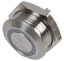 RJS1N1LP-16M-F-R-B-BS-12V-67J - Vandal Resistant Momentary Switch with 12V Blue LED, 24V DC, 0.3A, 1NO / SPST, Micro Travel, 16mm