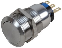 RJS102-19A-F-BS-67J - LED Anti-Vandal Push Button, Latching, SPDT, 1NO/1NC, 19mm, Brushed Steel, 12VDC