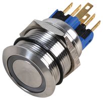 RJS103-22LA-F-R-G-BS-12V-67J - LED Anti-Vandal Push Button, Latching, SPDT, 22mm, Green
